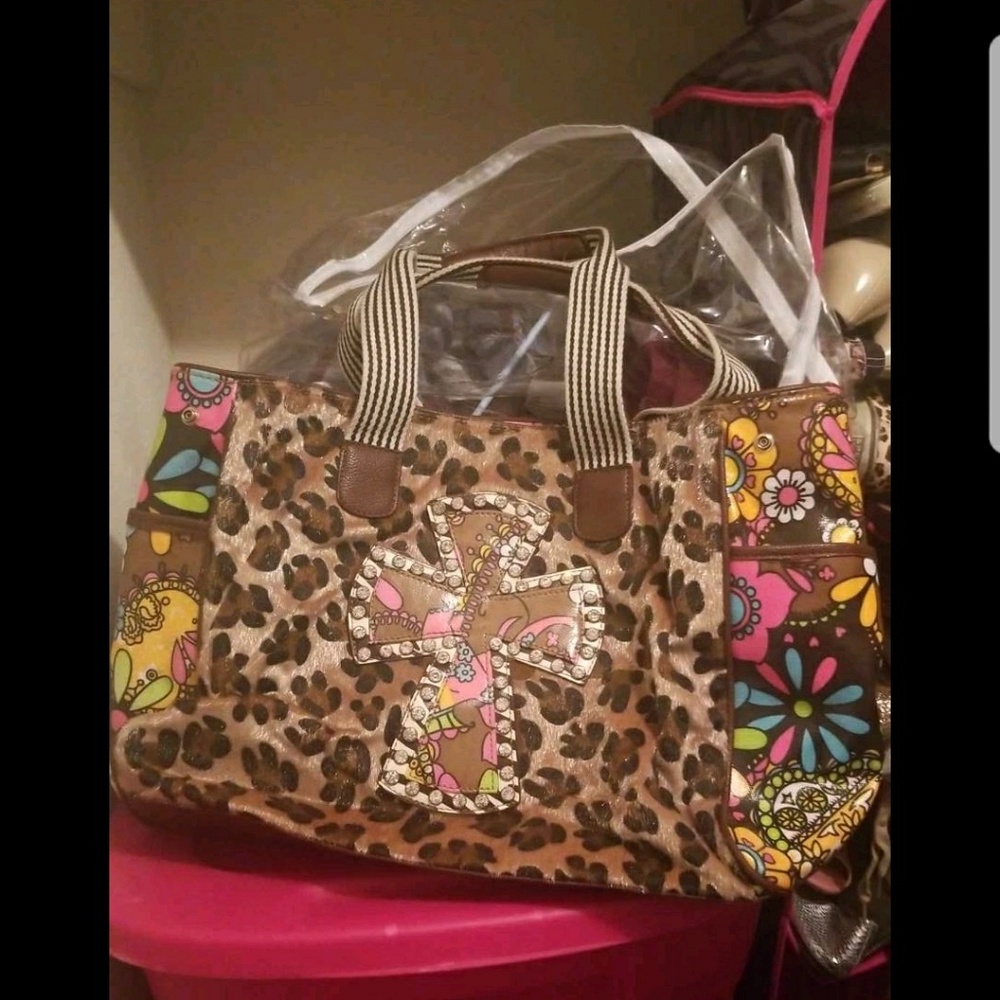 Large leopard cross bag